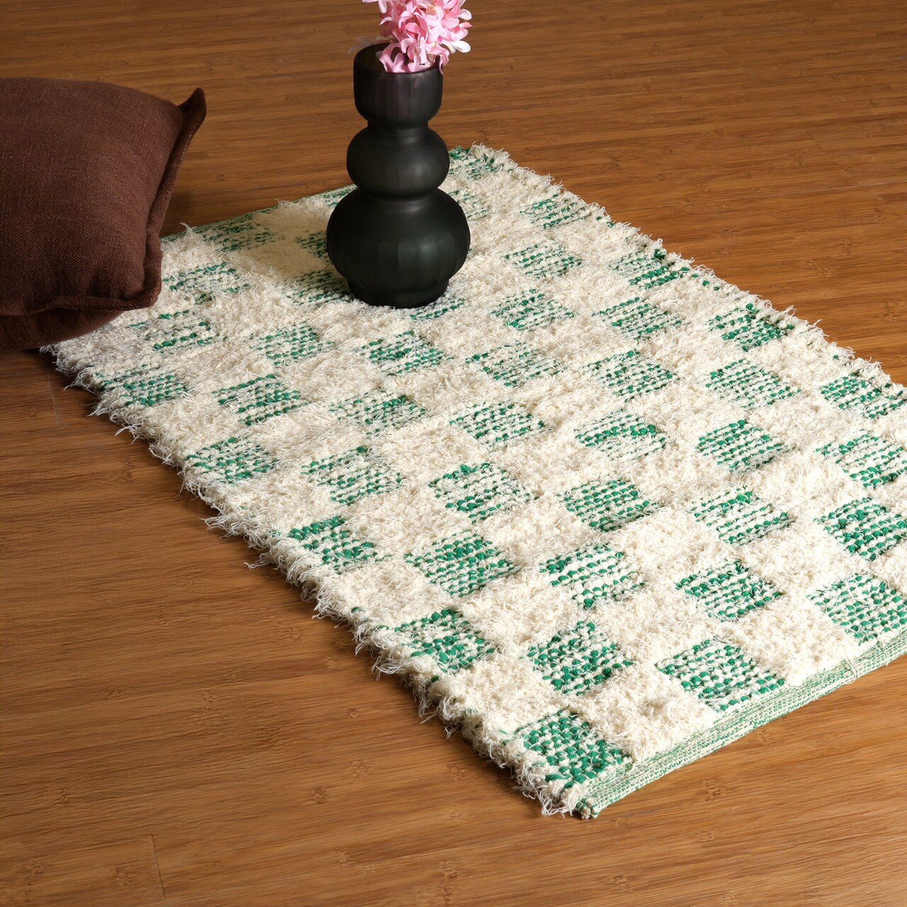 36" x 24" Fringed Cotton-Blend Scatter Rug – Soft, Durable Accent Mat with Handmade Look